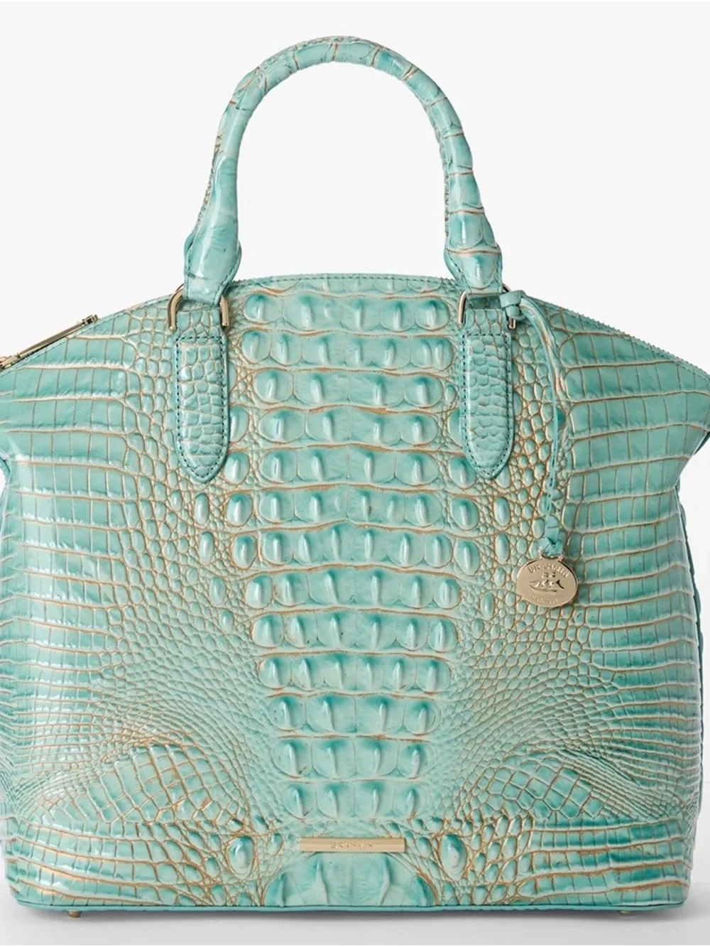 NWT-Brahmin Turquoise Croc-Embossed Leather Tote